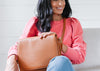 leather handbag women saddle style purse full grain leather tan
