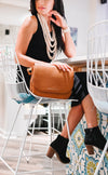 leather handbag women saddle style purse full grain leather tan