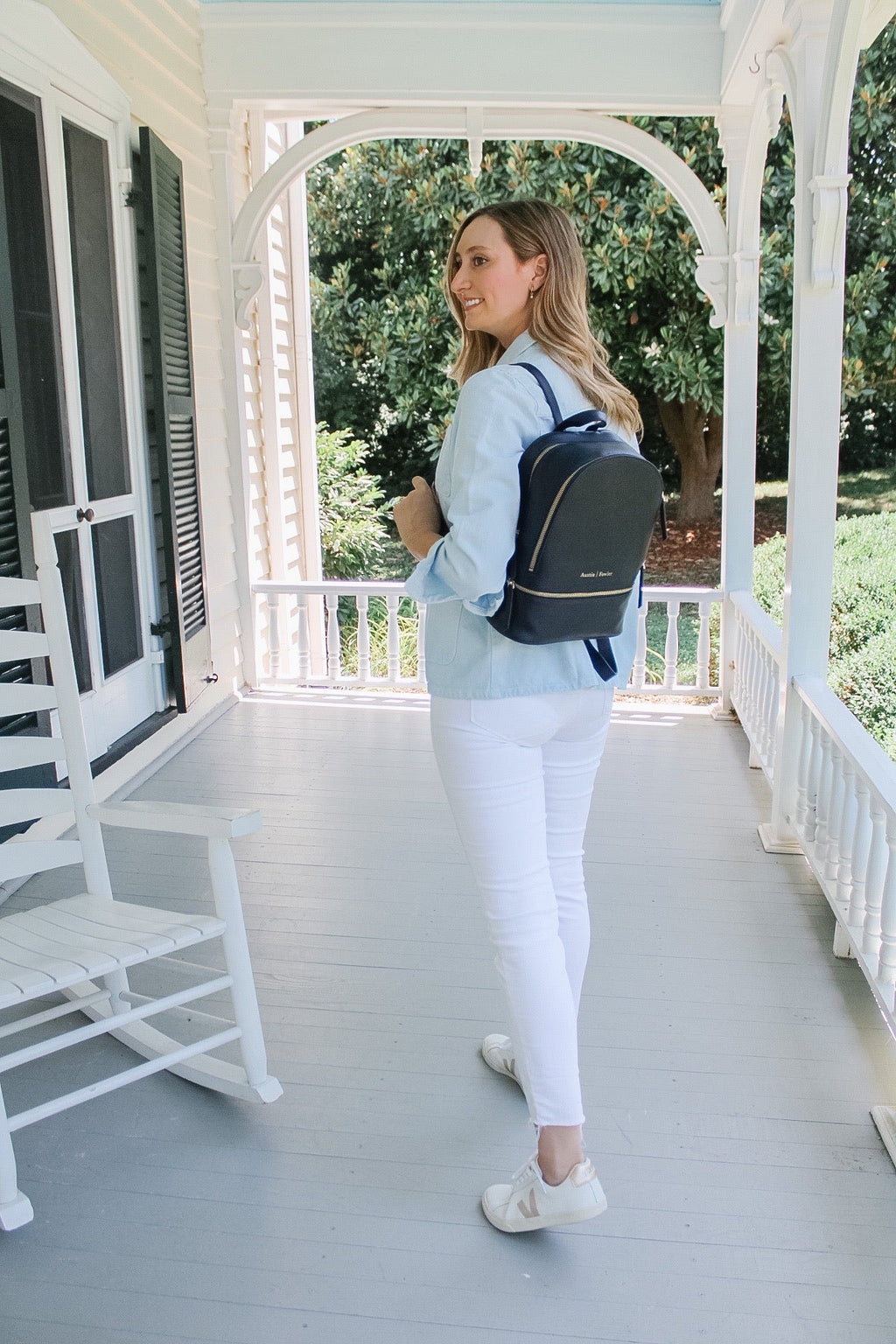 sarah mini backpack in navy (outlet)