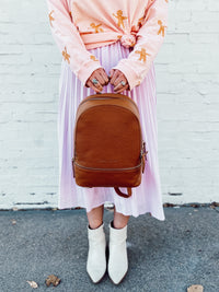 sarah mini backpack in camel (outlet)