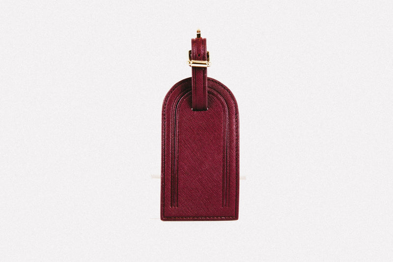 blair luggage tag in mulberry