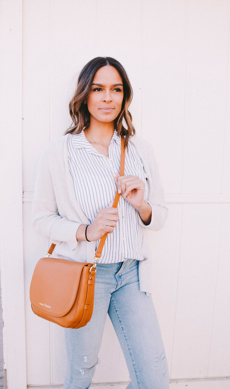 leather handbag women saddle style purse full grain leather tan